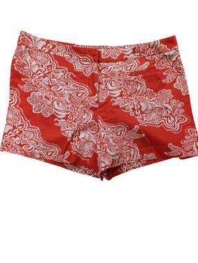 Willi Smith Paisley Knit Shorts Orange White Womens 14 Retro Summer